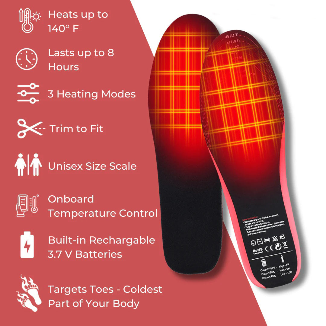 🔥FootEase Wireless Heated Insoles – Rechargeable Pain Soothing Heat for Plantar Fasciitis & Cold Feet